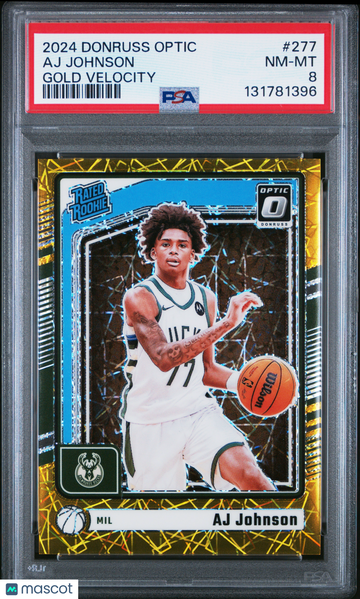 2024 Panini Donruss Optic Aj Johnson #277 Gold Velocity /10 PSA 8
