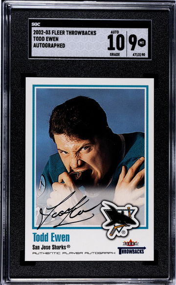 2002-03 Fleer Throwbacks Todd Ewen #NNO Auto SGC 9 Auto 10