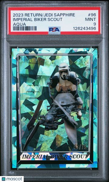 2023 Topps Chrome Sapphire Star Wars Return Of The Jedi Imperial Biker Scout #96 Aqua PSA 9