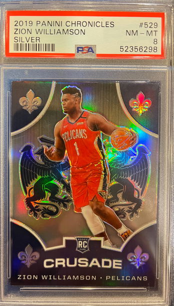 2019 Chronicles Crusade Zion Williamson #529 Silver Prizm PSA 8