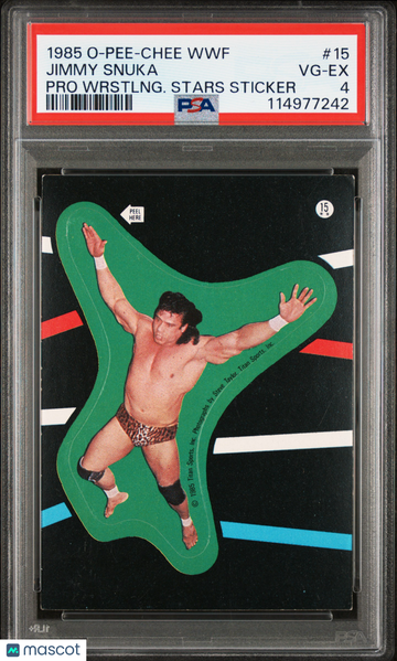 1985 O-Pee-Chee WWF Pro Wrestling Stars Sticker Jimmy Snuka #15 Wrstlng. PSA 4
