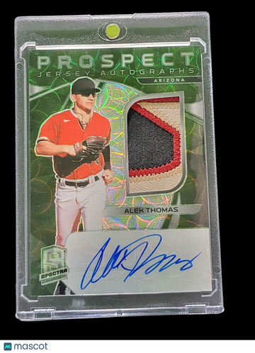 2021 Panini Chronicles Spectra Baseball Alek Thomas #SPJA-AT Green Prizm /15 Prospect Jersey Autographs Player-Worn/Used