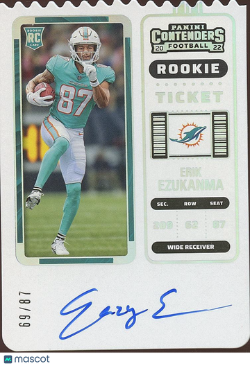 Erik Ezukanma 2022 Panini Contenders Rookie Auto Panini Authentic Miami Dolphins