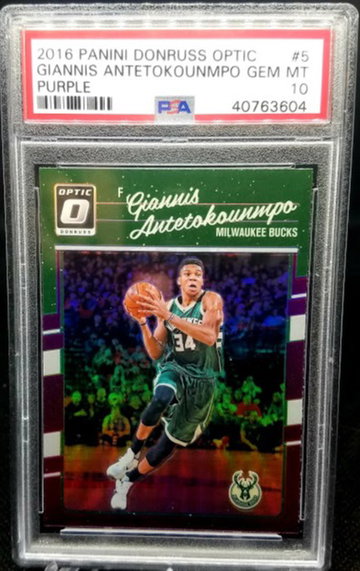 Giannis Antetokounmpo 2016 Panini Donruss Optic Purple Holo Graded PSA Gem Mint 10 Pop 3