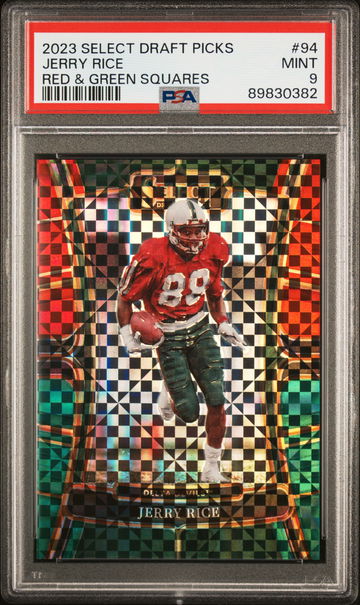 2023 Panini Select Draft Picks Red & Green Squares Jerry Rice #94 /25 PSA 9
