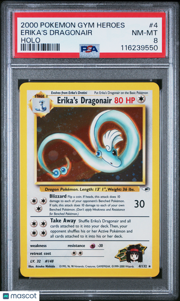 2000 Pokemon Gym Heroes Erika's Dragonair Holo PSA 8 #4