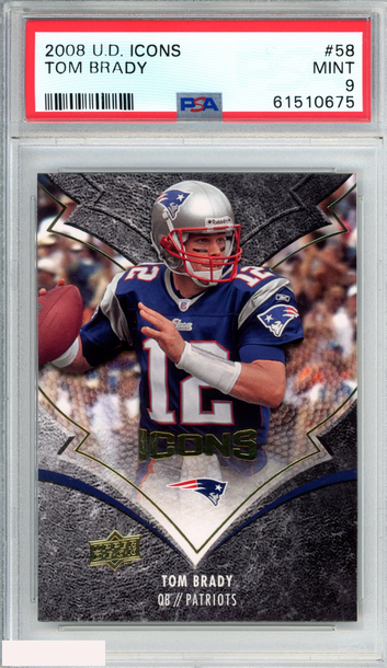 2008 UPPER DECK ICONS TOM BRADY #58 NEW ENGLAND PATRIOTS PSA 9 MINT
