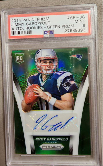 2014 Panini Prizm RC Jimmy Garoppolo Green Prizm Auto #/25  - PSA 9