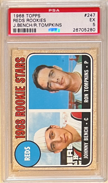 1968 Topps #247 Johnny Bench Reds Rookies PSA 5 RC