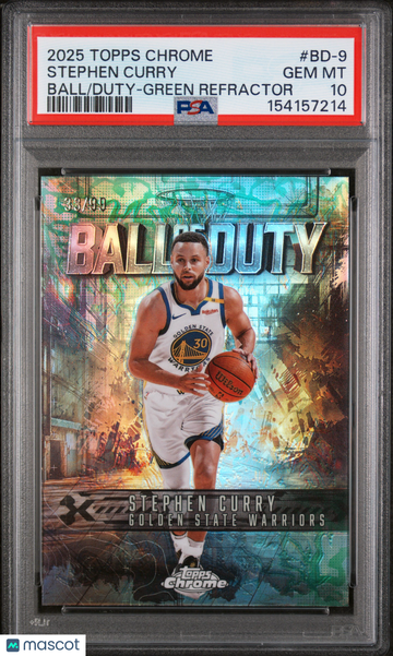 2025 Topps Chrome Ball Of Duty Stephen Curry #BD-9 Green Refractor /99 PSA 10