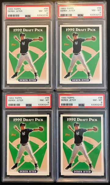 Lot of 4 - 1993 Topps #98 Derek Jeter RC PSA 8's (All Four)