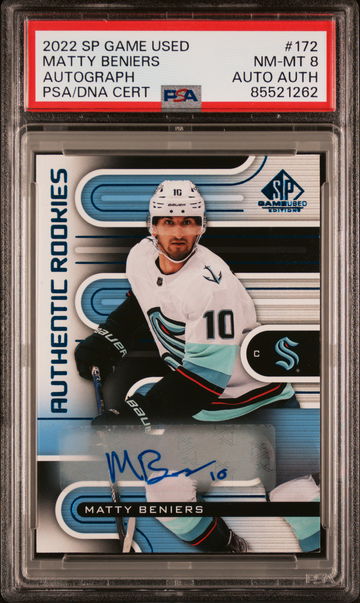 2022 Upper Deck SP Game Used Authentic Rookies Matty Beniers #172 Auto PSA 8