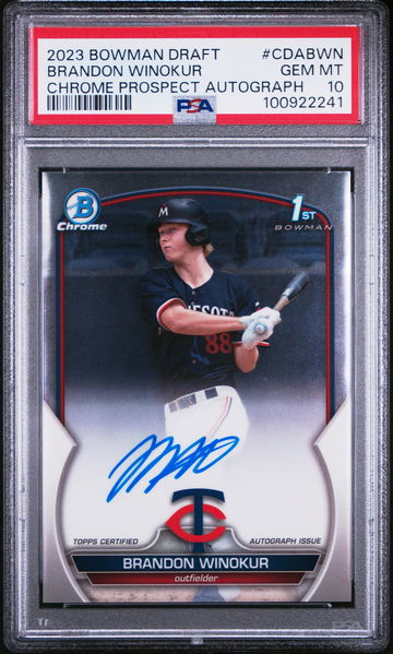 2023 Bowman Draft Chrome Prospect Autograph Brandon Winokur #CDABWN PSA 10