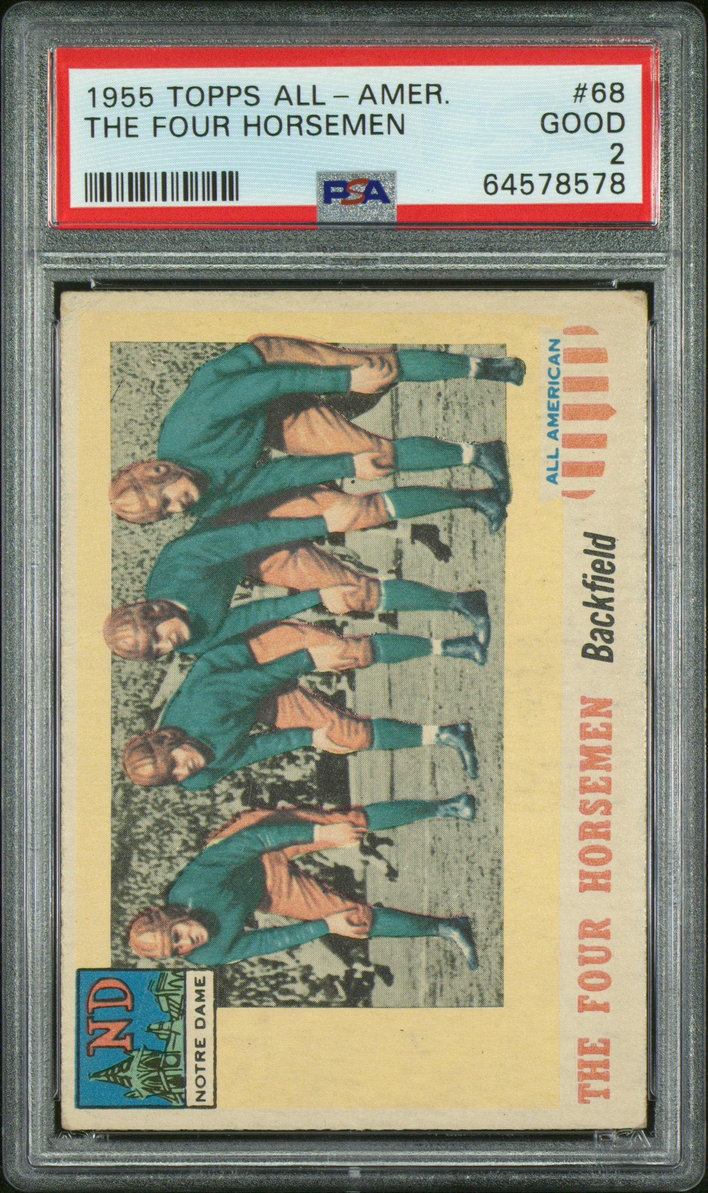 1955 Topps All-American The Four Horsemen SHORT PRINT #68 PSA 2 GD NICE CENTERED