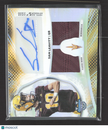 2025 Topps Bowman University's Best Football Sam Leavitt #DRA-SL Refractor Player-Worn Memorabilia Prospect Dual Relic A