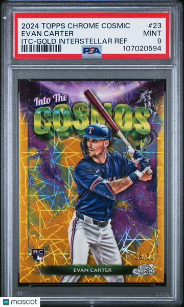 Evan Carter 2024 Topps Cosmic Chrome Into The Cosmos Itc Gold Interstellar Ref /50 PSA 9