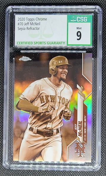 2020 Topps Chrome #70 Jeff McNeil Sephia Refractor CSG 9 Mint
