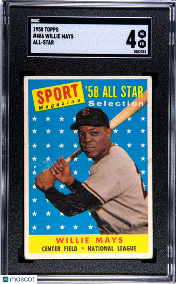 1958 Topps Willie Mays #486 All Star SGC 4