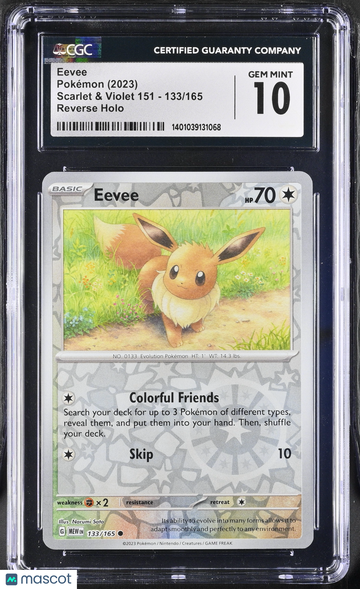 2023 Pokemon Scarlet & Violet 151 Eevee Reverse Holo 133/165 CGC 10 #133/165