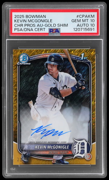 2025 Bowman Chrome Kevin Mcgonigle Prospect Autograph Gold Shimmer PSA 10 AUTO