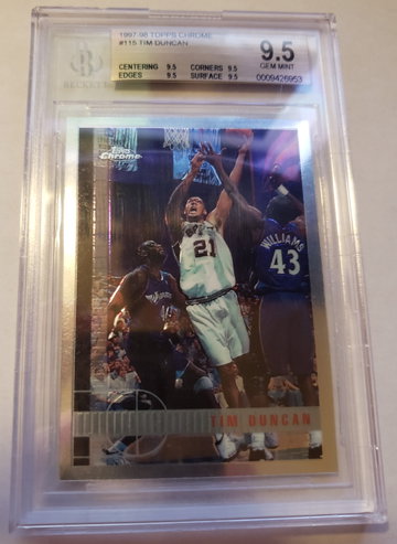 Tim Duncan 1997 Topps Chrome RC BGS 9.5 True Gem