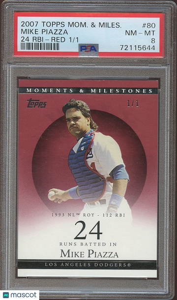 2007 Topps Moments & Milestones Mike Piazza #80 24 Rbi Red /1 PSA 8