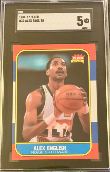 1986-87 Fleer Basketball Card #30 - Alex English - Graded SGC 5 EX.  Nice 🏀