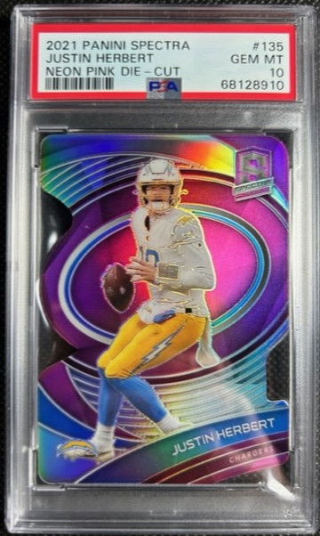 2021 Panini Spectra #135 Pink Prizm Die-Cut /20 Justin Herbert PSA 10 Gem Mint  Pop 1