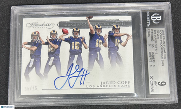 2016 Panini Flawless Rookie Progression Signatures Silver Jared Goff #23 /15 BGS 9 Auto 10