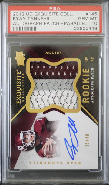 PSA 10 - 2012 EXQUISITE RYAN TANNEHILL RC #145 (35/40) GOLD AUTO 10