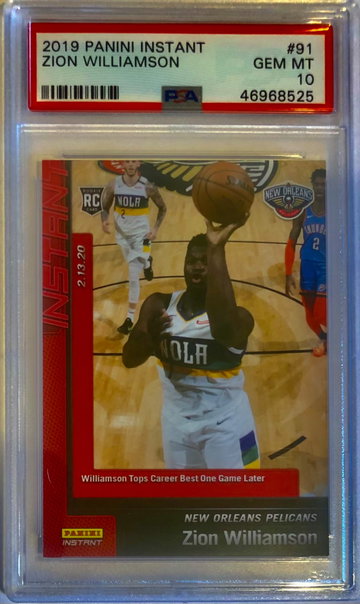 2019 Zion Williamson Instant PSA 10 Serial #/1299