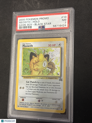 2000 Pokemon Promo Black Star Meowth Holo Game Boy-Black Star PSA 7 #10