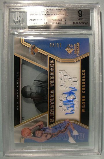 2007-08 SP ROOKIE THREADS GOLD ROOKIES #66 WILSON CHANDLER AUTO 16/50 BGS 9 MINT