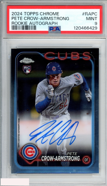 2024 TOPPS CHROME ROOKIE AUTOGRAPHS PETE CROW-ARMSTRONG #RAPC CUBS RC PSA 9