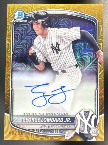 2025 Bowman George Lombard Jr. #BMA-GL Chrome Prospect Auto Mega Box Gold Refractor /50