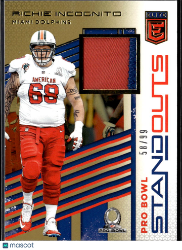 2017 Panini Donruss Elite Football Standouts Richie Incognito #30 Pro Bowl /99 Memorabilia