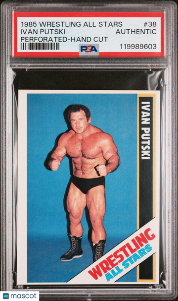 1985 O'quinn Wrestling All Stars Ivan Putski #38 Perforated Hand Cut PSA A