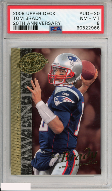 2008 UPPER DECK TOM BRADY #UD-20 20TH ANNIVERSARY PATRIOTS PSA 8 NM-MT