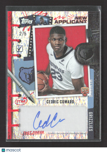2025 Topps New Applicant Cedric Coward #NA-CC RC 2/5 Auto