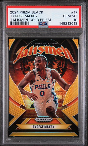2024 Panini Prizm Black Talismen Gold Prizm Tyrese Maxey #17 /10 PSA 10