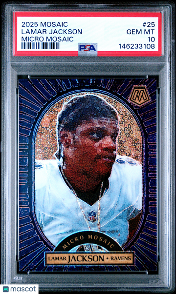 2025 Panini Mosaic Lamar Jackson #25 Micro Mosaic PSA 10