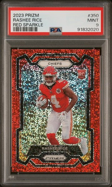 2023 Panini Prizm Red Sparkle Rashee Rice #350 PSA 9