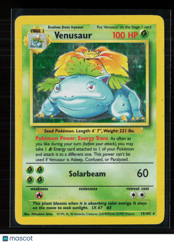 1999 Base Set Venusaur Holo Rare #15/102