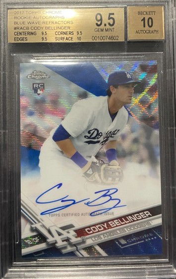 Cody Bellinger Blue Wave Refractor Auto /75 True Gem Plus 