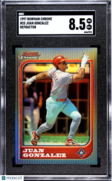 1997 Bowman Chrome Juan Gonzalez #25 Refractor SGC 8.5