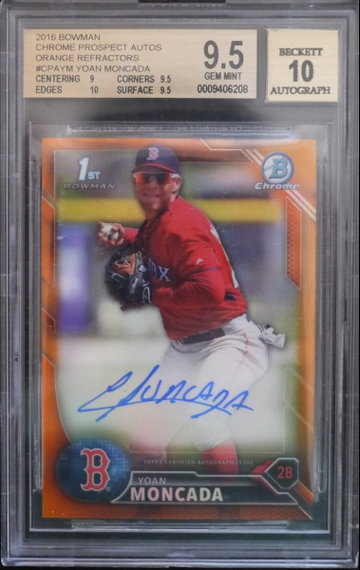 BGS 9.5 - 2016 BOWMAN CHROME YOAN MONCADA (02/25) ORANGE REFRACTORS AUTO 10 w/10