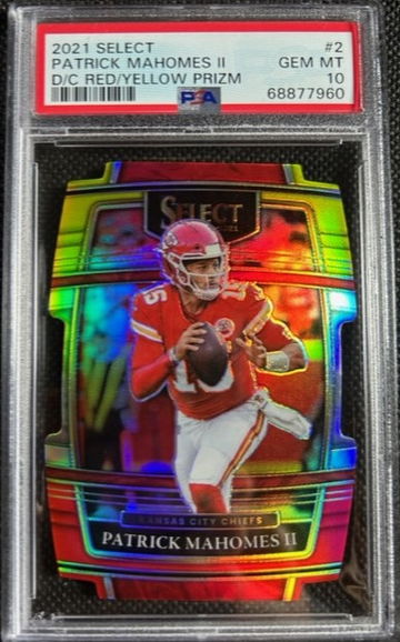  2021 Panini Select Red & Yellow Die Cut Prizm #2 Patrick Mahomes PSA 10 Gem Mint