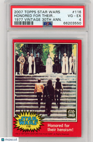 2007 Topps Star Wars 1977 Vintage 30th Anniversary Stamped Card Honored For Their.. . #116 PSA 4