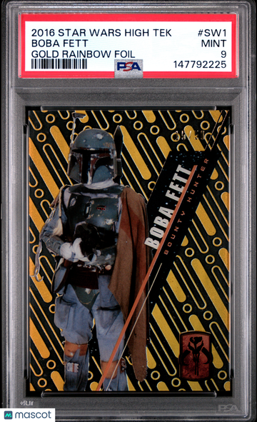 2016 Topps Star Wars High Tek Boba Fett #SW1 Gold Rainbow Foil PSA 9