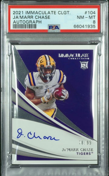 Ja’Marr Chase 2021 Panini Immaculate Collegiate Rookie Auto PSA 8 NM-MT BENGALS